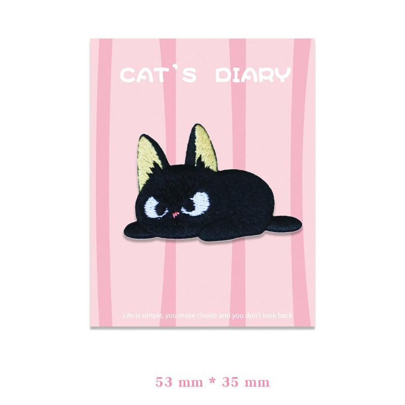 Adorable Big-Eyed & Black Cat Embroidered Patches 9pcs