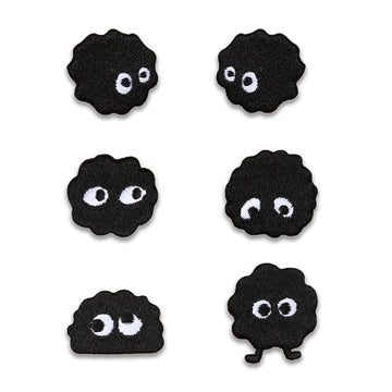 Self-Adhesive Black Coal Ball Elf Embroidered Patches 6 Pack