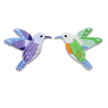 Self-Adhesive Hummingbird Embroidered Patches 4 Pack