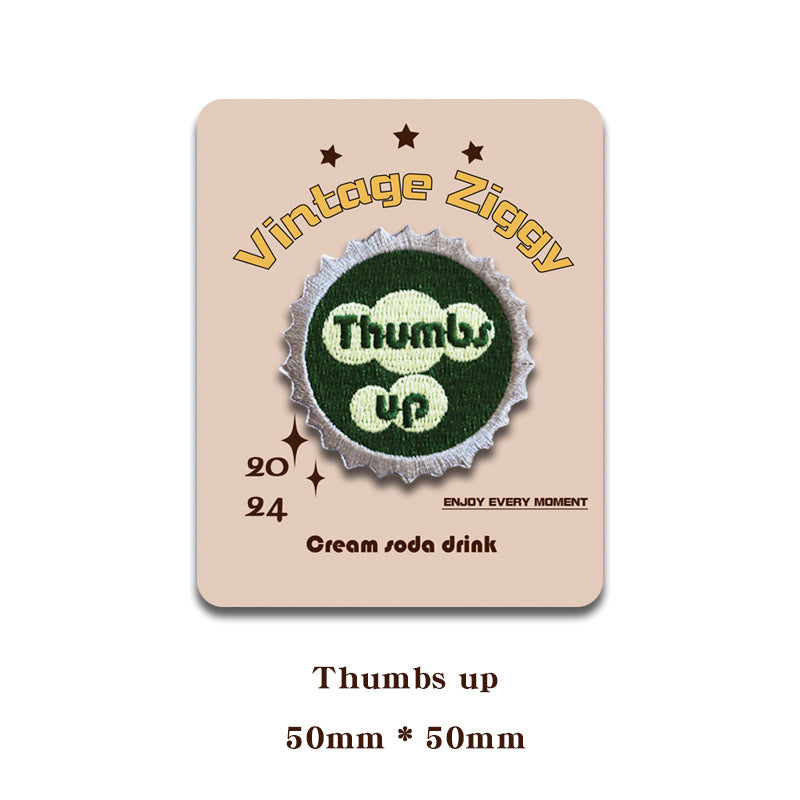 Vintage Ziggy Self-Adhesive Retro Bottle Cap Embroidered Patches 6pcs