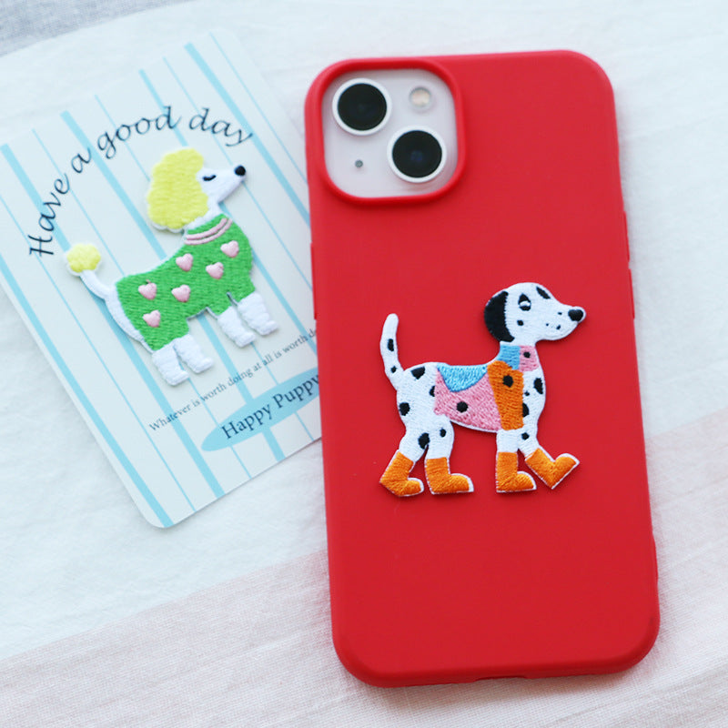 50mm Chic Dog Self-Adhesive Embroidered Patches 4 Pack
