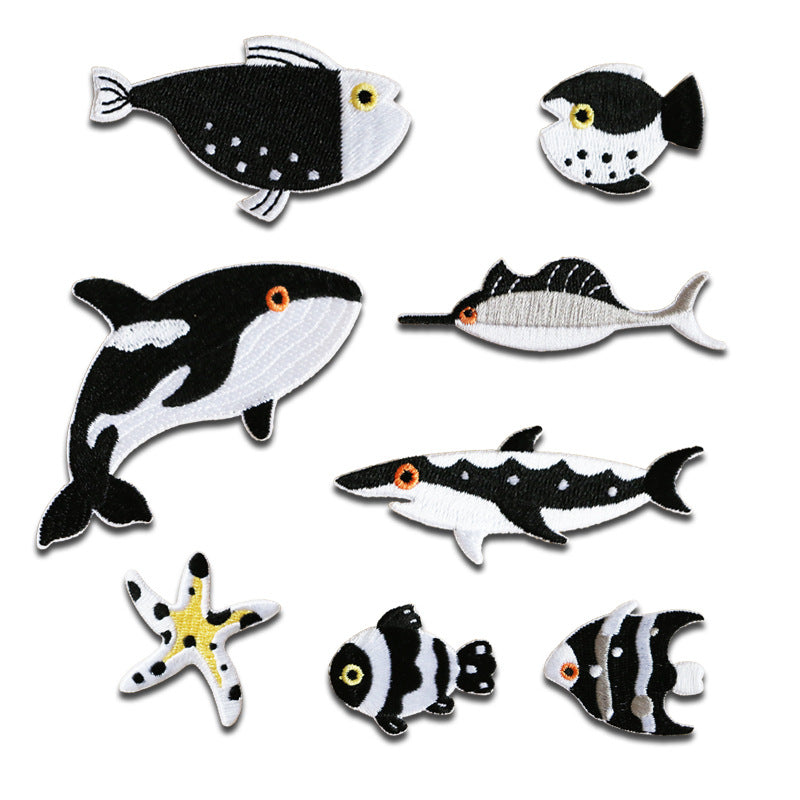 Self-Adhesive Marine Ocean Animal Embroidered Patches 8 Pack