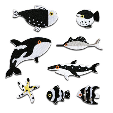 Self-Adhesive Marine Ocean Animal Embroidered Patches 8 Pack