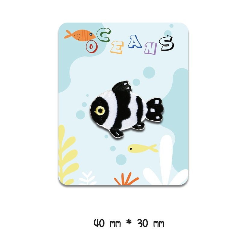Self-Adhesive Marine Ocean Animal Embroidered Patches 8 Pack