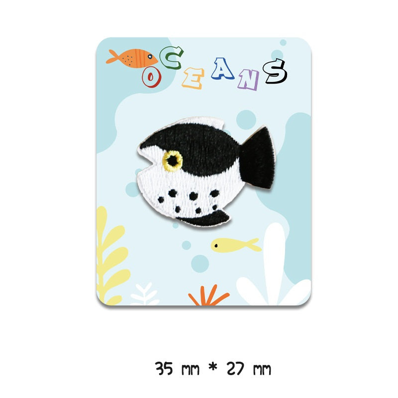 Self-Adhesive Marine Ocean Animal Embroidered Patches 8 Pack