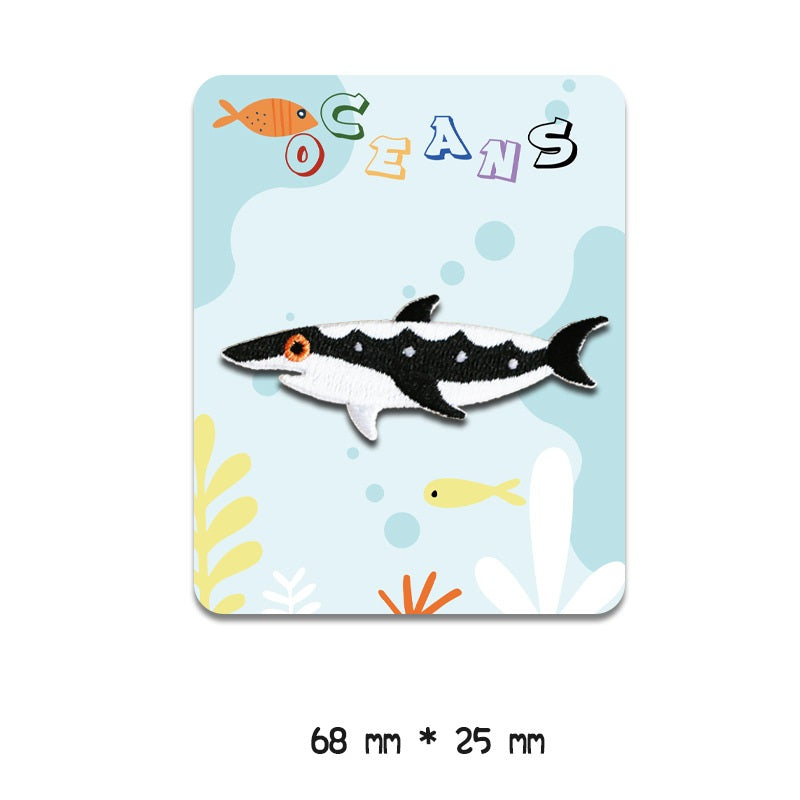 Self-Adhesive Marine Ocean Animal Embroidered Patches 8 Pack