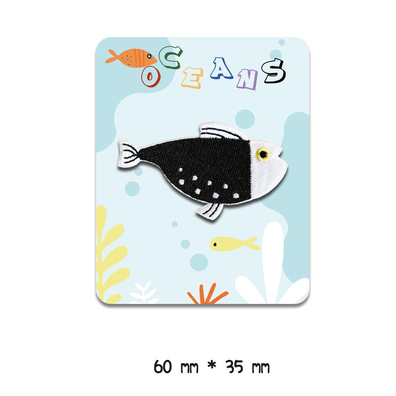 Self-Adhesive Marine Ocean Animal Embroidered Patches 8 Pack