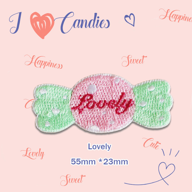 55mm Candy Self-Adhesive Embroidered Patches 8 Pack(4 Colors)