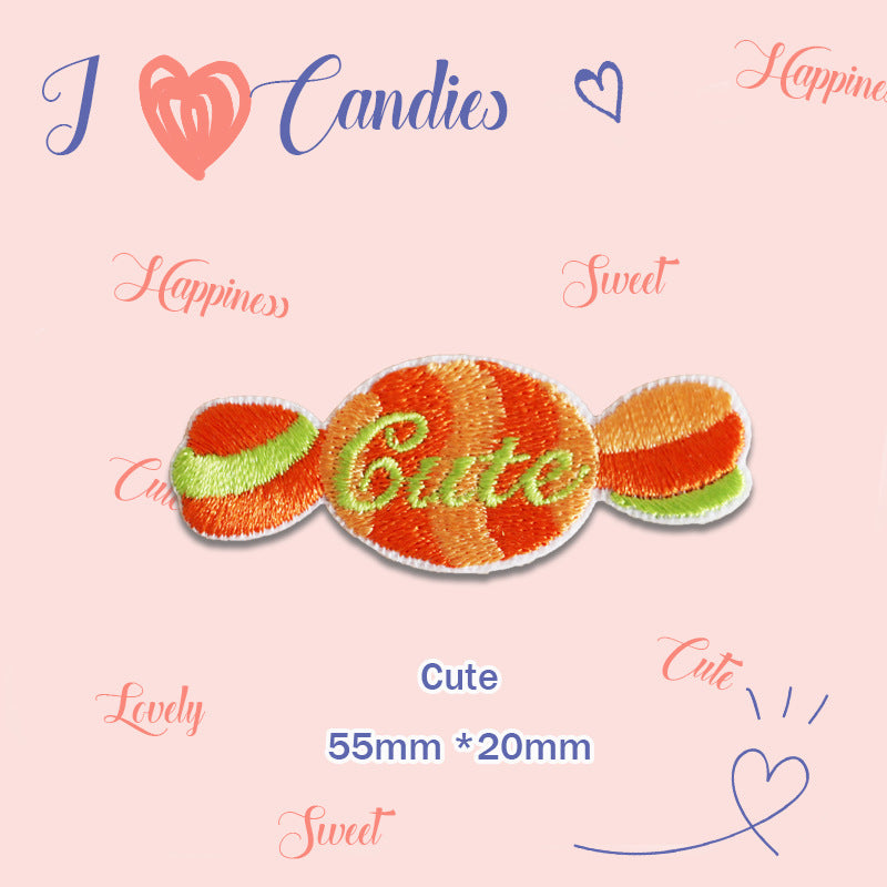 55mm Candy Self-Adhesive Embroidered Patches 8 Pack(4 Colors)