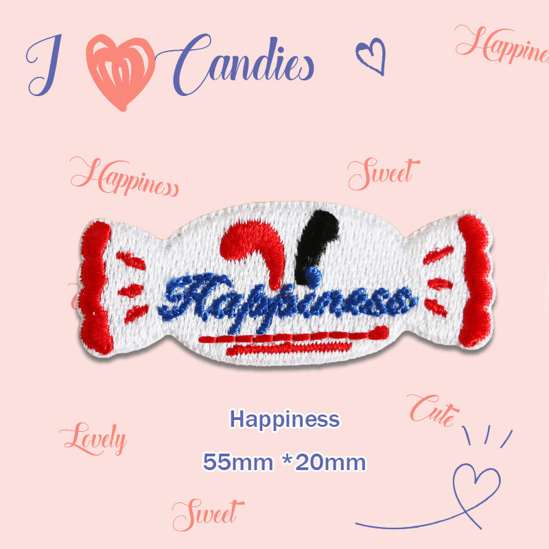 55mm Candy Self-Adhesive Embroidered Patches 8 Pack(4 Colors)