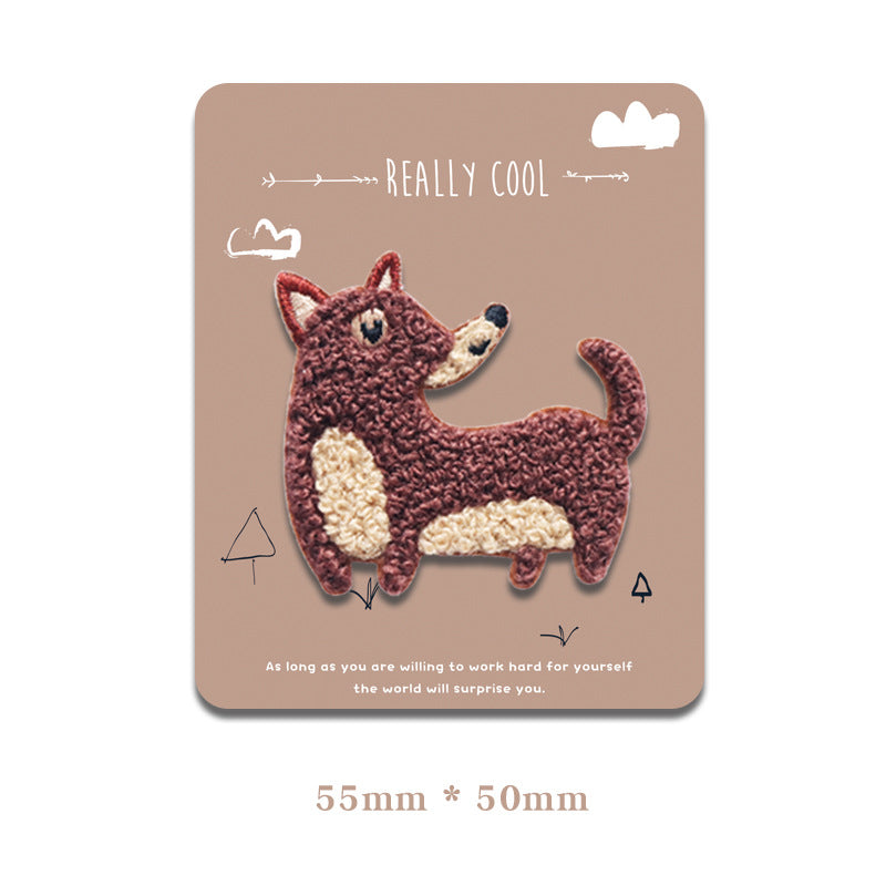 Self-Adhesive Towel Embroidered Merlot Dog Patches 4 Pack