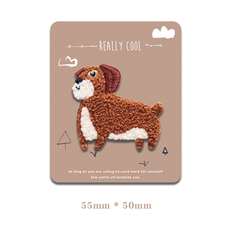 Self-Adhesive Towel Embroidered Merlot Dog Patches 4 Pack