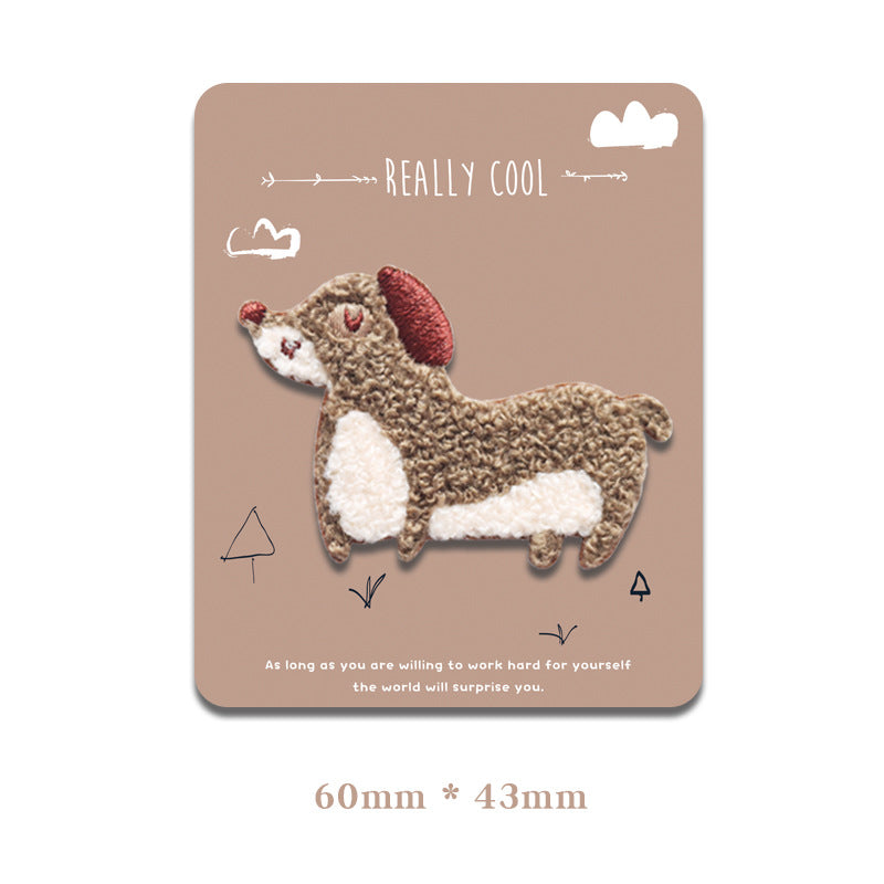 Self-Adhesive Towel Embroidered Merlot Dog Patches 4 Pack