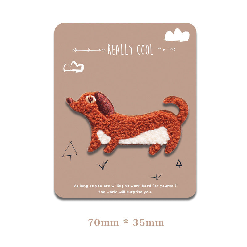 Self-Adhesive Towel Embroidered Merlot Dog Patches 4 Pack