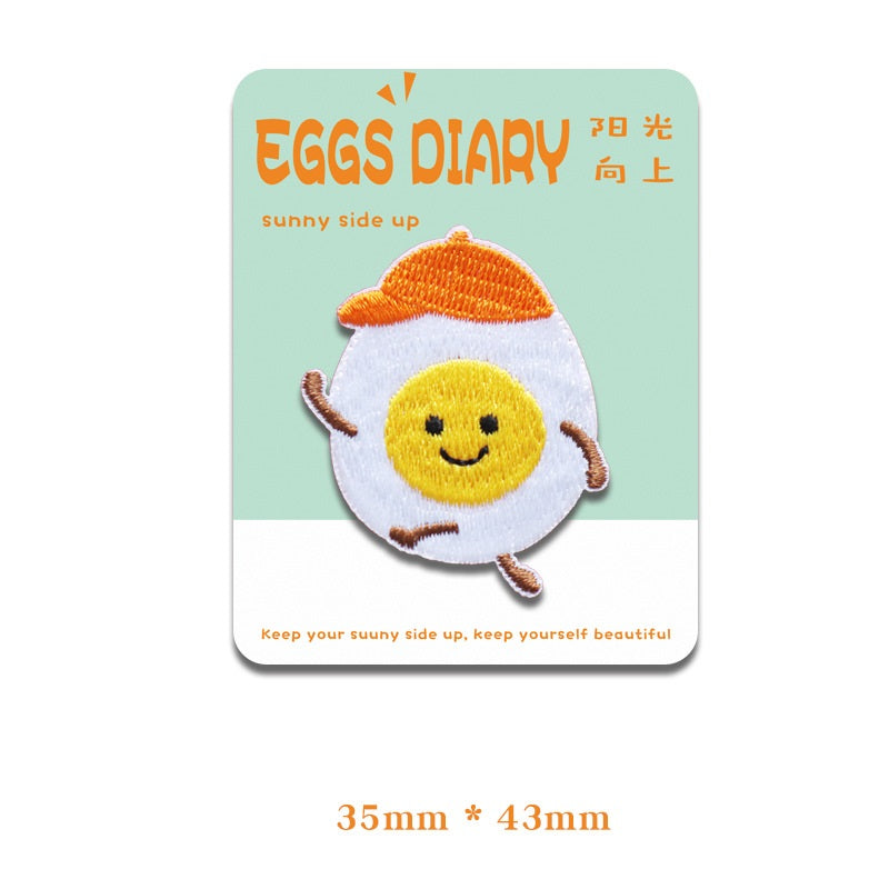 Self-Adhesive Fried Eggs Diary Embroidered Patches 4PCS