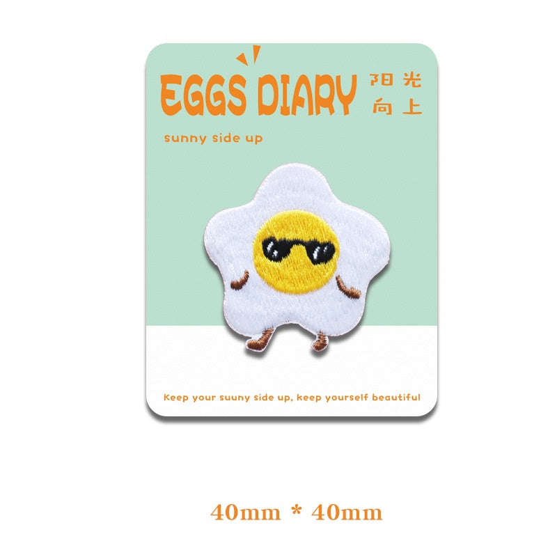 Self-Adhesive Fried Eggs Diary Embroidered Patches 4PCS