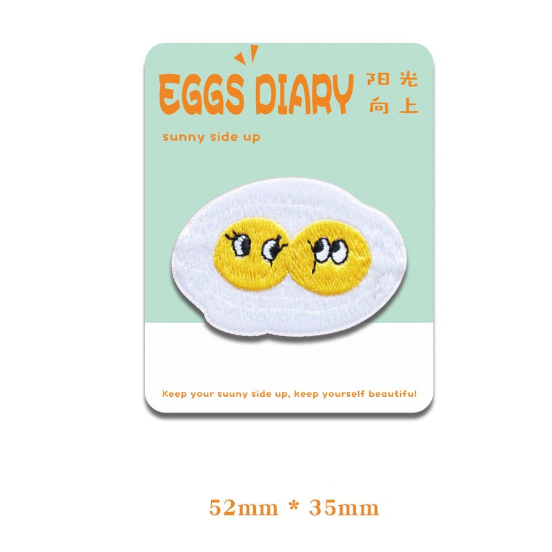 Self-Adhesive Fried Eggs Diary Embroidered Patches 4PCS
