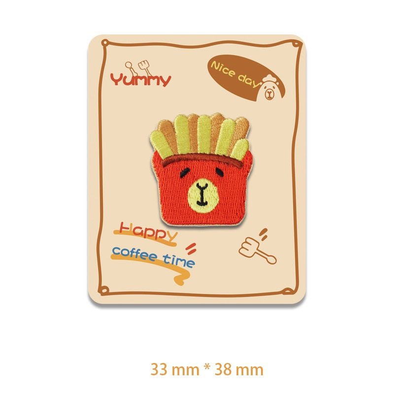 Self-Adhesive Brown Baking Capybara Embroidered Patches 6 Pack