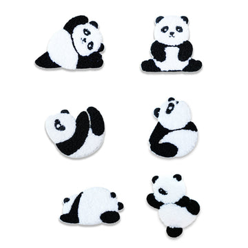 Self-Adhesive Plush Yoga Panda Embroidered Patches 6PCS