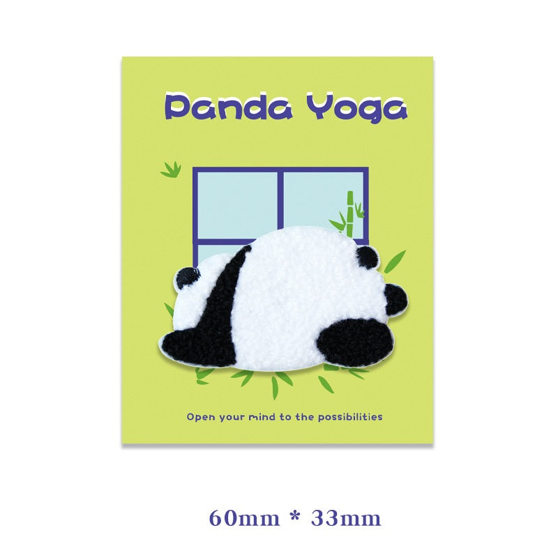 Self-Adhesive Plush Yoga Panda Embroidered Patches 6PCS