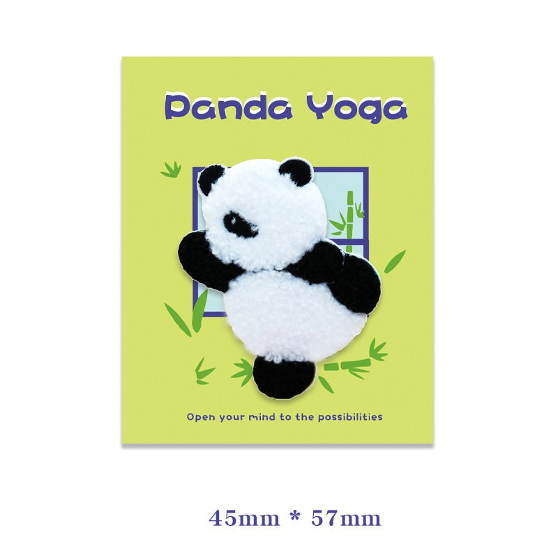Self-Adhesive Plush Yoga Panda Embroidered Patches 6PCS