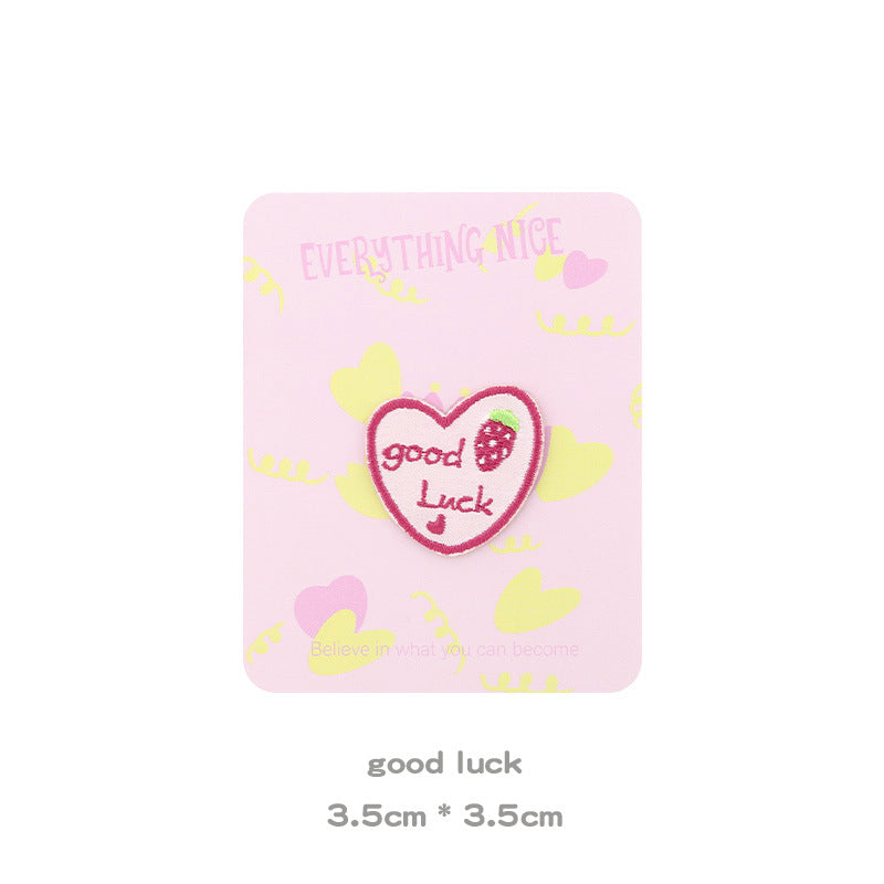Pink Strawberry Bear Head & Paw Self-Adhesive Embroidered Patches 5 Pack