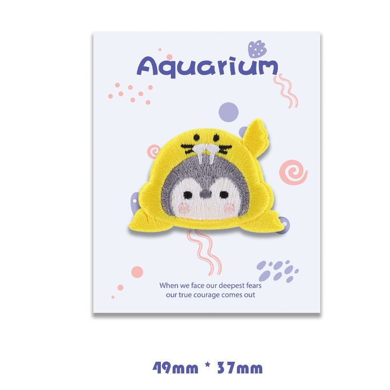 Penguin Aquarium Self-Adhesive Embroidered Patches 8 Pack