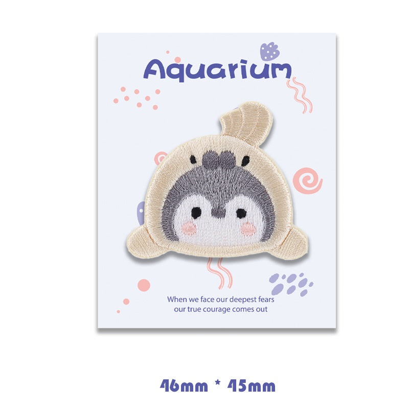 Penguin Aquarium Self-Adhesive Embroidered Patches 8 Pack