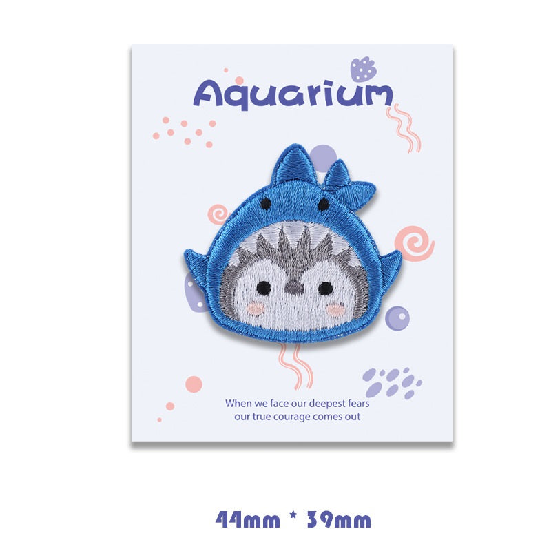 Penguin Aquarium Self-Adhesive Embroidered Patches 8 Pack