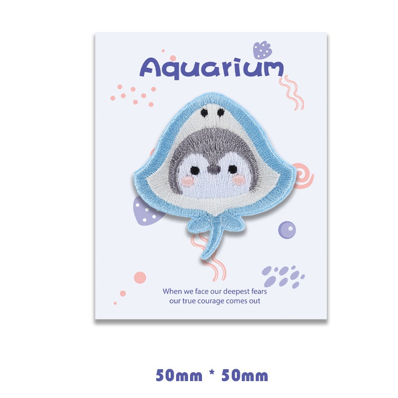 Penguin Aquarium Self-Adhesive Embroidered Patches 8 Pack