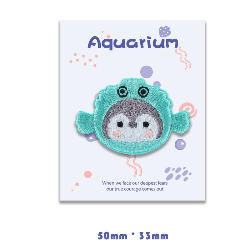 Penguin Aquarium Self-Adhesive Embroidered Patches 8 Pack