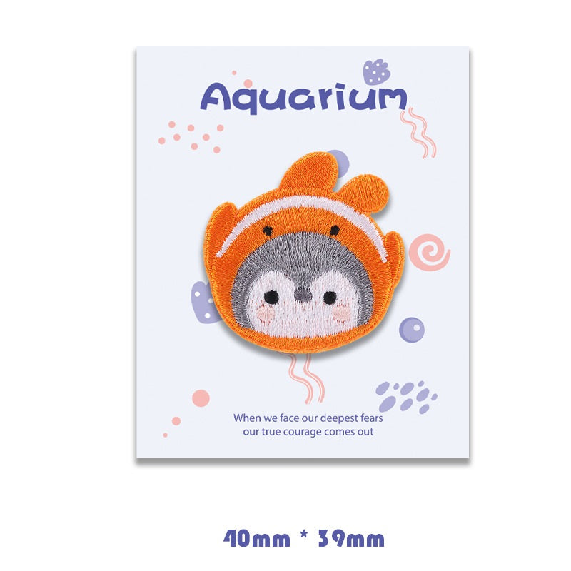 Penguin Aquarium Self-Adhesive Embroidered Patches 8 Pack