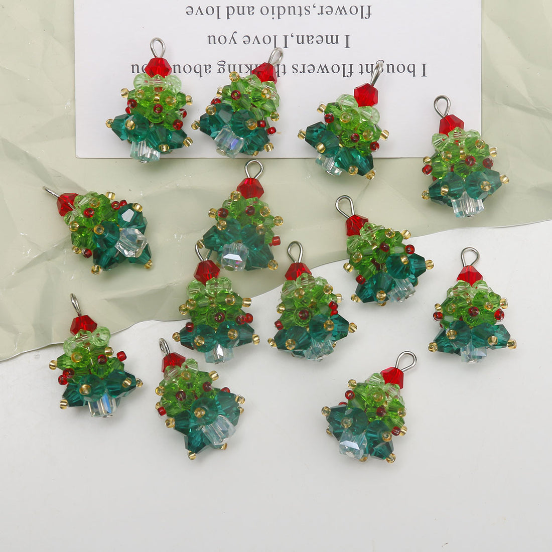 Bunte Glasperlen Handgemachte Weihnachtsbaum Anhänger Ornamente 5 Stück