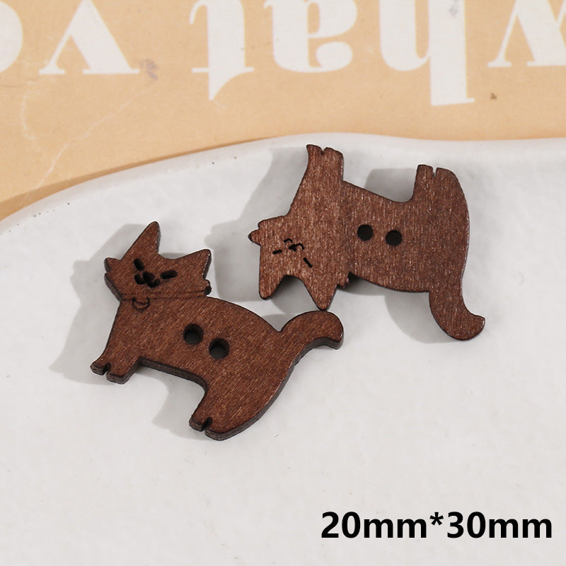 Wooden Small Panda and Fish Round Two-hole Buttons 20 Pack(10 Styles)