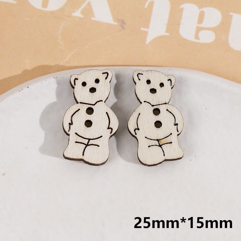 Wooden Small Panda and Fish Round Two-hole Buttons 20 Pack(10 Styles)