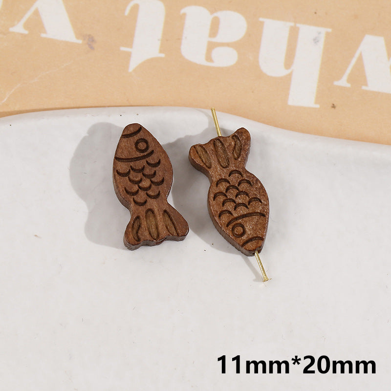 Wooden Small Panda and Fish Round Two-hole Buttons 20 Pack(10 Styles)