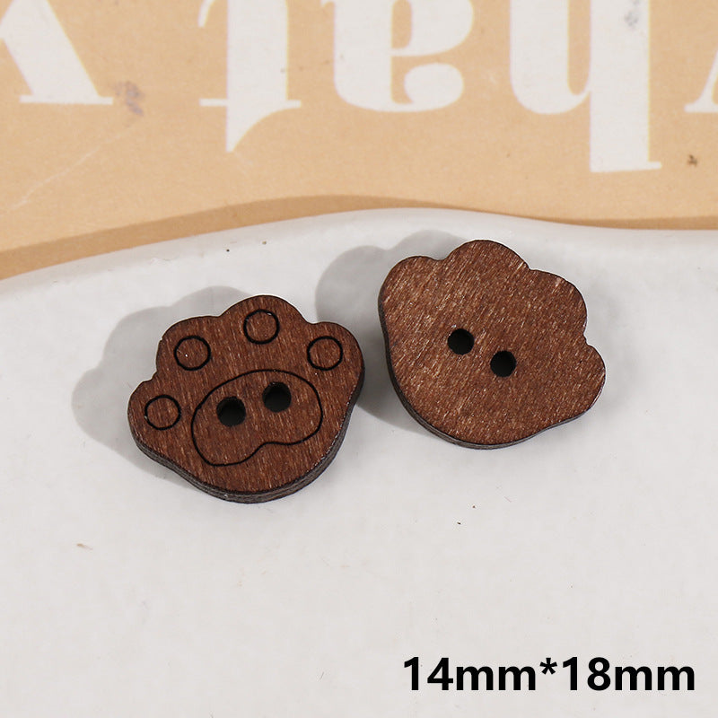 Wooden Small Panda and Fish Round Two-hole Buttons 20 Pack(10 Styles)