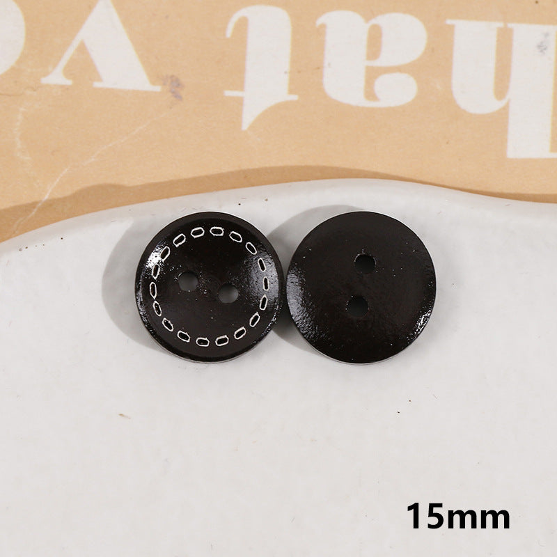 Wooden Small Panda and Fish Round Two-hole Buttons 20 Pack(10 Styles)