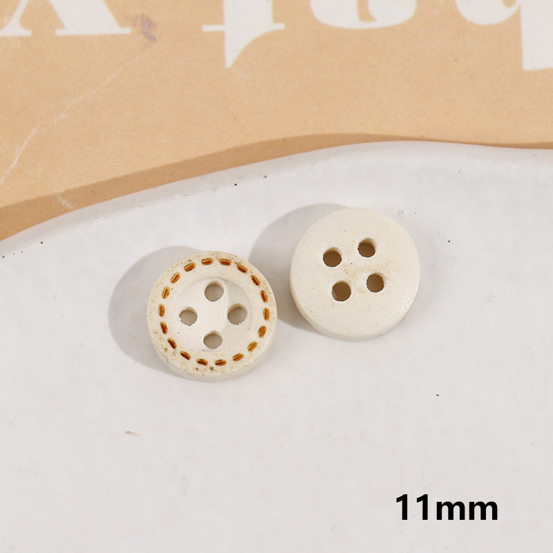 Wooden Small Panda and Fish Round Two-hole Buttons 20 Pack(10 Styles)
