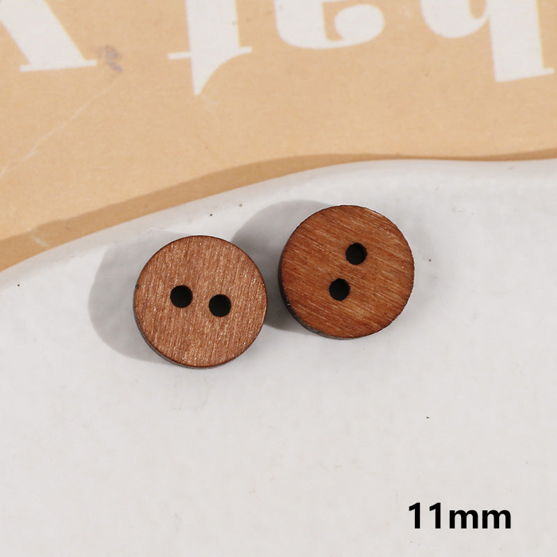 Wooden Small Panda and Fish Round Two-hole Buttons 20 Pack(10 Styles)