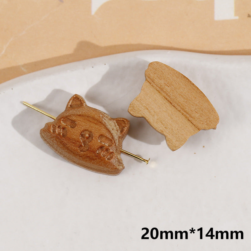 Wooden Small Panda and Fish Round Two-hole Buttons 20 Pack(10 Styles)