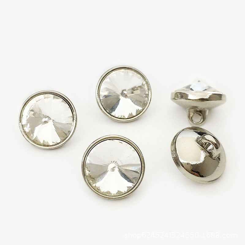 10-20mm Gold/Silver Round Metal Buttons with Cone Rhinestones 20-Pack