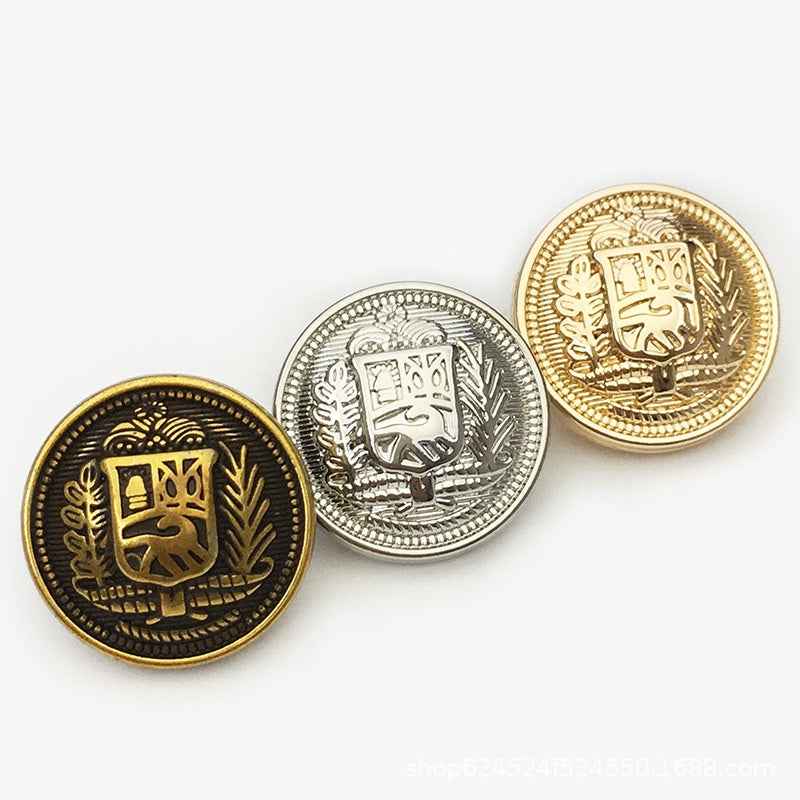 Gold/Silver/Bronze Round Metal Buttons Vintage Knight Shield 50-Pack