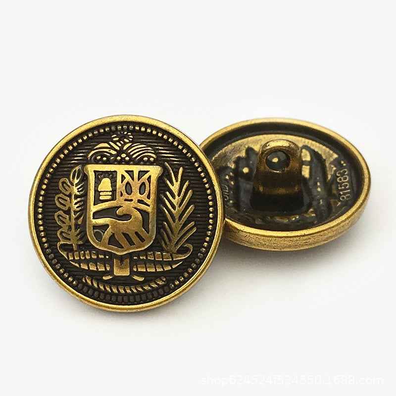 Gold/Silver/Bronze Round Metal Buttons Vintage Knight Shield 50-Pack