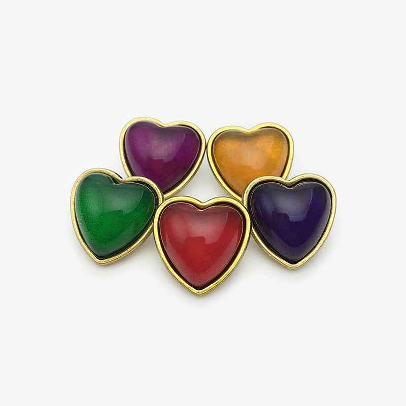 15mm Vintage Red/Purple/Green/Blue/Yellow Metal Heart Buttons 20pcs