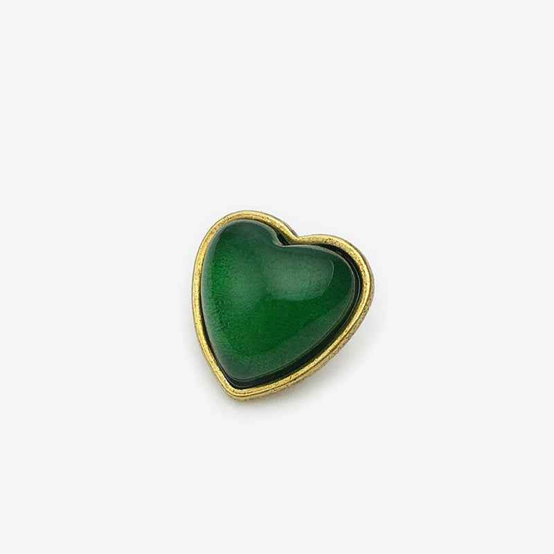 15mm Vintage Red/Purple/Green/Blue/Yellow Metal Heart Buttons 20pcs