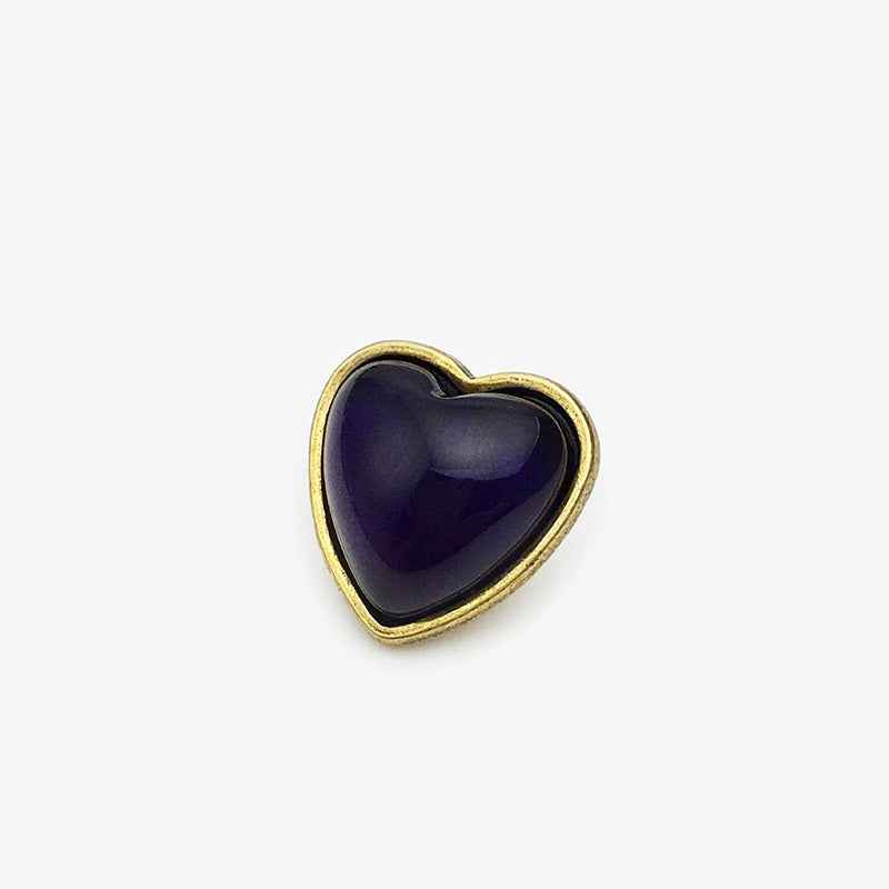15mm Vintage Red/Purple/Green/Blue/Yellow Metal Heart Buttons 20pcs
