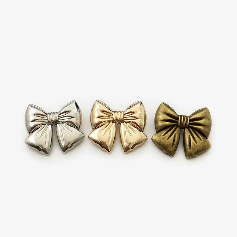 Vintage Gold/Silver/Bronze 3D Bow Buttons for Women's Dresses,30-Pack