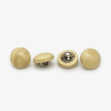 11mm Wooden Mushroom Round Buttons with Metal Shanks 50PCS