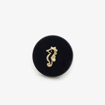 16mm/22.5mm/25mm Beige/Black Seahorse Resin-Metal Shank Buttons 20pcs